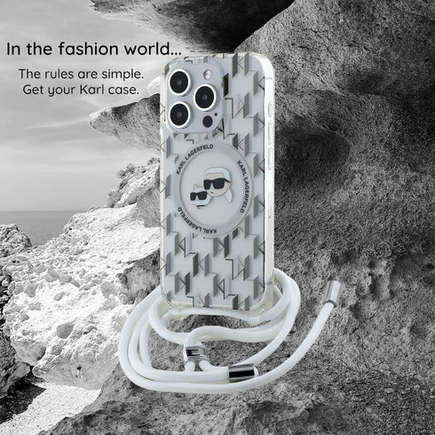 Karl Lagerfeld - IML MagSafe Karl Script Pattern (KLHMP16LHMSPUSH) - iPhone 16 Pro - White