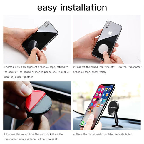 Techsuit - Car Holder MagGrip (S5) - Secure Magnetic Grip for Air Vent, Rotation Angle 360°, with Metal Plates - Black/Red