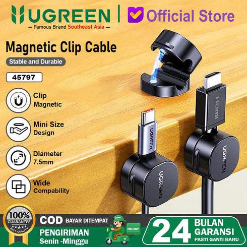 Ugreen - (3 pack) Cable Organizer LP886 (45797) - Magnetic, 1x Holder Clip, for Desk - Black