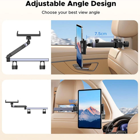 Ugreen - Car Holder LP904 (55443) - for Headrest, Dual Telescopic Arm, 360° Rotation, for Phone, Tablet up to 9.84" - Black