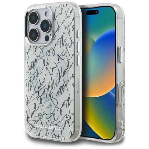 Karl Lagerfeld - IML MagSafe Karl Script Pattern (KLHMP16LHMSPUSH) - iPhone 16 Pro - White