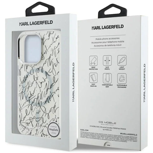 Karl Lagerfeld - IML MagSafe Karl Script Pattern (KLHMP16LHMSPUSH) - iPhone 16 Pro - White