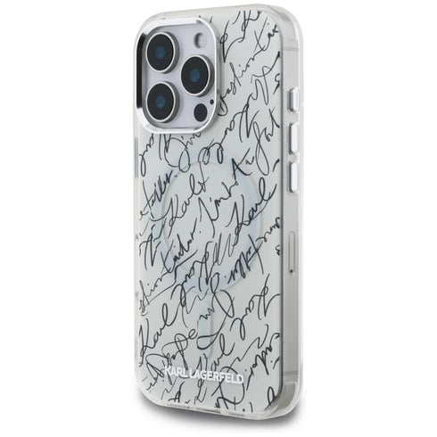 Karl Lagerfeld - IML MagSafe Karl Script Pattern (KLHMP16LHMSPUSH) - iPhone 16 Pro - White