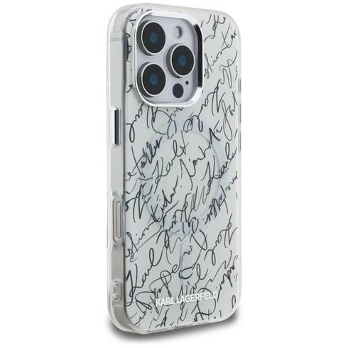 Karl Lagerfeld - IML MagSafe Karl Script Pattern (KLHMP16LHMSPUSH) - iPhone 16 Pro - White