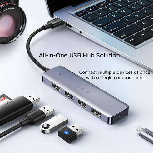 Husă Ugreen - Docking Station CM512 (50985) - USB to 4x USB3.0, 1x Micro-USB, Plug & Play, 5Gbps, 0.15m - Space Gray
