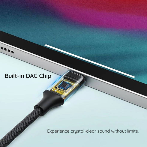 Ugreen - Audio Cable Adapter AV161 (80154) - Type-C to Jack 3.5mm, Aluminum Shell, Analog & Digital, 24bit/96KHz, 10cm - Gray