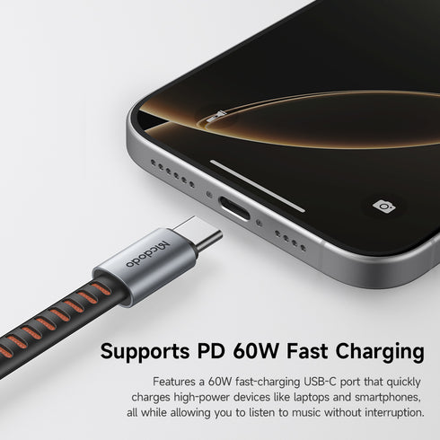 Mcdodo - Audio Adapter (CA-3120) - USB-C to USB-C & DC 3.5mm, PD60W, Premium Sound Quality, Aluminum Alloy/Nylon, 0.1m - Gray