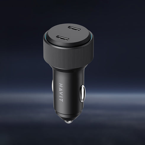 Havit - Car charger (CC2014) - 2x Type-C, PD30W, 3A, PC, Aluminum Alloy - Black