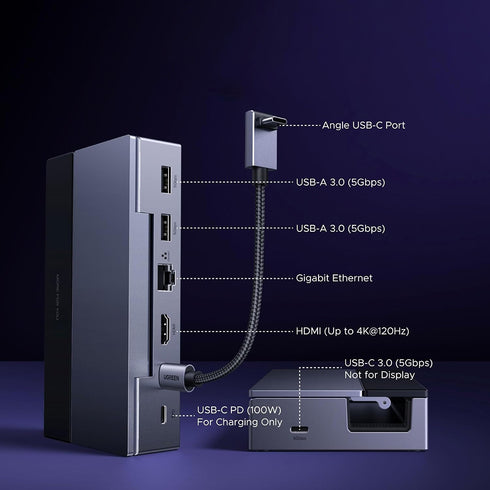 Ugreen - Adapter CM691 (45784) - Sharing Switch 2xUSB-C & Mini USB Input, 3xUSB & USB-C Output, 10Gbps, Plug&Play - Black
