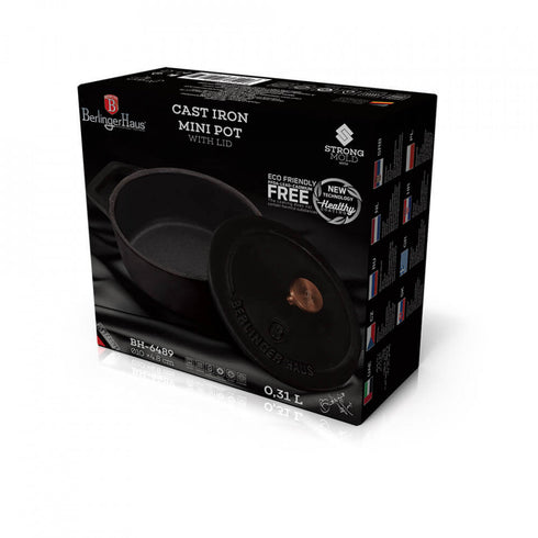 Cratita cu capac 10 cm din fonta emailata Black Rose Collection Berlinger Haus BH 6489