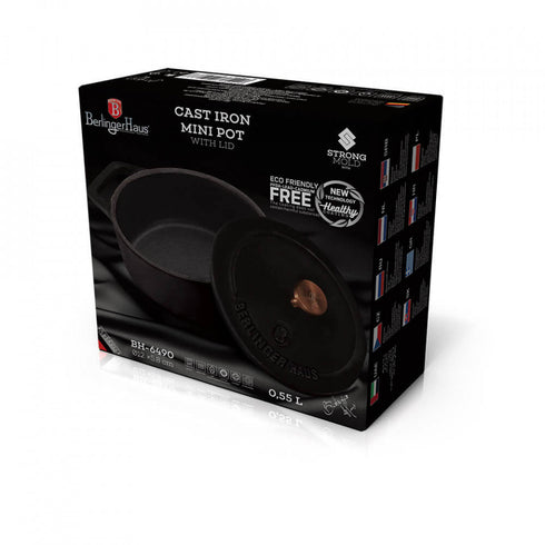 Cratita cu capac 12 cm din fonta emailata Black Rose Collection Berlinger Haus BH 6490