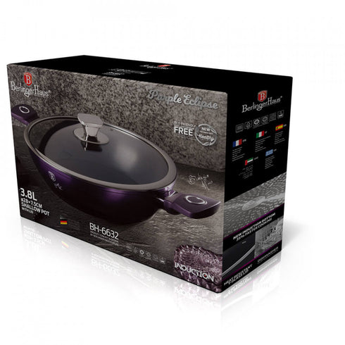 Cratita joasa cu capac Metallic Line Shiny Black Edition BerlingerHaus BH 6608