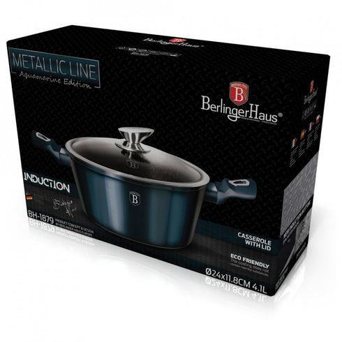 Oala cu capac Metallic Line Shiny Black Edition BerlingerHaus BH 6605